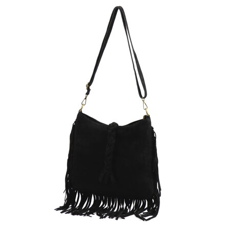 Dámska semišová crossbody kabelka Luka, čierna 25-073