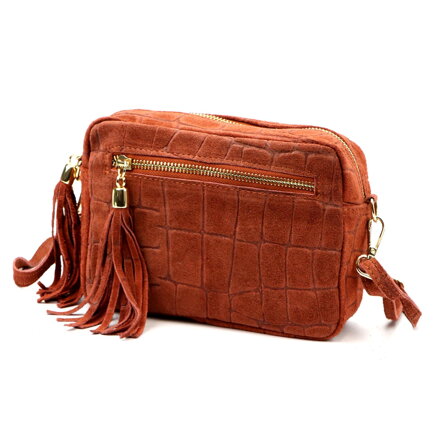 Dámska kožená crossbody kabelka s krokodílím vzorom Luka 20-030 CROCO GOLD