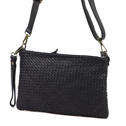 Kožená crossbody kabelka VS s pleteným vzhľadom prednej strany