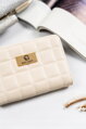 Dámska ecru peňaženka na peračník s prešívaným panelom - Rovicky