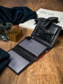 Pestrofarebná pánska vertikálna peňaženka so zapínaním, prírodná koža RFID - Rovicky