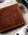 Veľká, kožená pánska peňaženka s reliéfom zobrazujúcim znamenie zverokruhu - Peterson