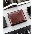 Brązowy portfel męski ze skóry ekologicznej bez zapięcia zewnętrznego - 4U Cavaldi