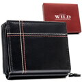 Skórzany portfel męski w czarnym kolorze z systemem RFID zamykany na zatrzask i suwak - Always Wild