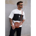 Hnedá kožená pánska elegantná crossbody taška s klopou na zips Peterson s nastaviteľným popruhom