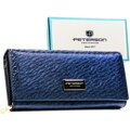 Niebieski portfel damski zamykany na zatrzask, wyposażony w system RFID - Peterson