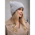 Zimowa, szara czapka damska beanie wykonana z nylonu - Peterson