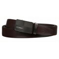 Pasek męski w ciemnobrązowym kolorze wykonany ze skóry naturalnej, wyposażony w klamrę automatyczną - Peterson