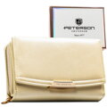 Portfel damski ze skóry ekologicznej w kolorze ecru, wyposażony w system RFID - Peterson