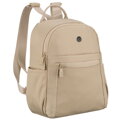 Mały plecak damski wykonany z poliestru w kolorze ecru, jednokomorowy z kieszenią zewnętrzną - Peterson