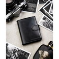 Portfel męski ze skóry naturalnej w czarnym kolorze z systemem RFID i w zestawie z brelokiem - Peterson