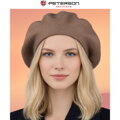 Uniwersalny beret damski wykonany z akrylu w ciemnobeżowym kolorze - Peterson