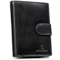 Klasyczny, skórzany portfel męski w czarnym kolorze zamykany zatrzaskiem - Peterson
