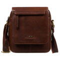Skórzana, brązowa torba męska na ramię z klapką i etui w zestawie - Peterson