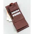Pionowy, brązowy portfel męski ze skóry ekologicznej zapinany na zatrzask - 4U Cavaldi