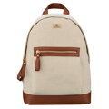 Płócienny plecak damski w beżowo-brązowym kolorze z kieszenią zewnętrzną - Rovicky
