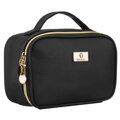 Czarna, praktyczna kosmetyczka ze skóry ekologicznej zamykana suwakiem - Rovicky