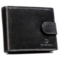 Poziomy portfel męski ze skóry naturalnej w czarnym kolorze wyposażony w system RFID - Peterson
