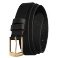 Skórzany pasek damski w czarnym kolorze ze złotą, klasyczną klamrą - Peterson