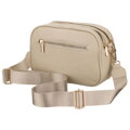 Torebka-listonoszka crossbody z kieszeniami na suwak, wykonana ze skóry ekologicznej w beżowym kolorze - Rovicky