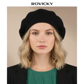 Ciepły, czarny beret damski wykonany z akrylu - Rovicky
