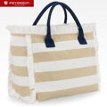 Torba plażowa duża na suwak biało - beżowa shopper bag - Peterson