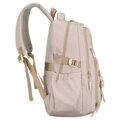 Beżowy, modny plecak szkolny z poliestru zawieszony na regulowanych szelkach - Peterson