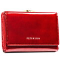 Portfel damski z lakierowanej skóry naturalnej w czerwonym kolorze - Peterson