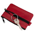 Etui na klucze ze skóry naturalnej w czerwonym kolorze zamykane suwakiem
