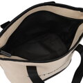 Beżowo-czarna kosmetyczka z tkaniny syntetycznej wyposażona w uchwyty, zamykana suwakiem - Peterson