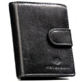 Portfel męski ze skóry naturalnej w czarnym kolorze, model zamykany zatrzaskiem - Peterson