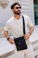 Pánska crossbody taška z imitácie kože Rovicky čierna