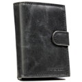 Pionowy portfel męski ze skóry naturalnej w czarnym kolorze zamykany na zatrzask - Peterson