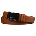 Elegancki, skórzany pasek męski w jasnobrązowym kolorze z automatyczną klamrą - Peterson