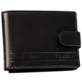 Duży, skórzany portfel męski w czarnym kolorze wyposażony w system RFID, zamykany zatrzaskiem - Rovicky