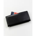 Duży, skórzany portfel damski w czarnym kolorze zamykany na zatrzask - Peterson