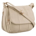 Pojemna, beżowa torebka damska na ramię z kieszeniami - Rovicky