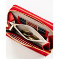 Czerwony portfel damski w typie piórnika ze skóry ekologicznej wyposażony w system RFID - Peterson