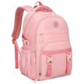 Modny plecak szkolny z poliestru w różowym kolorze, zawieszony na regulowanych szelkach - Peterson