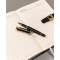 Zestaw prezentowy: czarny notes w linie z magnetycznym zapięciem i długopis z czarnym wkładem - Peterson