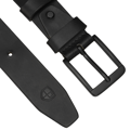 Czarny pasek męski z klasyczną, czarną klamrą wykonany ze skóry naturalnej - Peterson