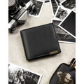 Duży portfel męski ze skóry naturalnej w czarnym kolorze z systemem RFID - 4U Cavaldi