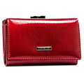 Duży, czerwony portfel damski ze skóry naturalnej na bigiel i zatrzask - 4U Cavaldi