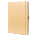 Beżowy notes w formacie B5 zadrukowany w kropki, wyposażony w gumkę zamykającą - Peterson
