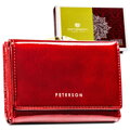 Portfel damski z lakierowanej skóry naturalnej w czerwonym kolorze - Peterson
