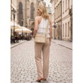 Dámska crossbody kabelka z ekokože s troma komorami Peterson, béžová cd31455