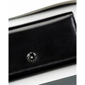 Elegancki, skórzany portfel damski w czarnym kolorze zamykany na zatrzask - Peterson