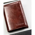 Pionowy, brązowy portfel męski ze skóry ekologicznej bez zapięcia - 4U Cavaldi