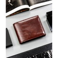 Brązowy portfel męski ze skóry ekologicznej bez zapięcia zewnętrznego - 4U Cavaldi