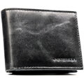 Czarny portfel męski ze skóry naturalnej bez zapięcia zewnętrznego - Peterson
